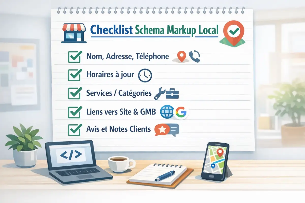Checklist des points a verifier. Checklist LocalBusiness, données NAP et cohérence GBP